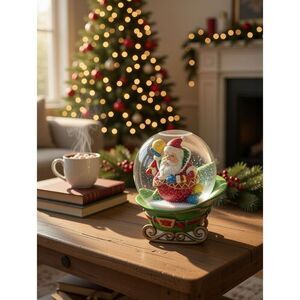 CHRISTMAS SANTA CLAUS SNOW GLOBE WIND UP Plays Music.Santa Claus Is Coming, Used